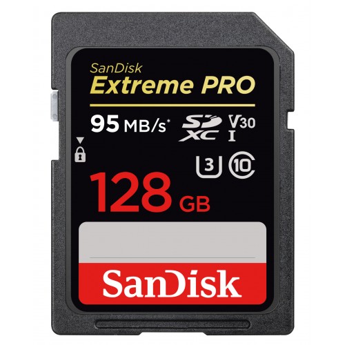 Carte mémoire SD SANDISK SDXC Extrême Pro Classe 10 V30 optimisée 4K (95Mo/s 633x) 128 GB