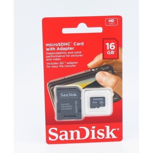 SANDISK - Carte mémoire SD micro SDHC Micro Classe 4 (avec adaptateur SD) 16 GB