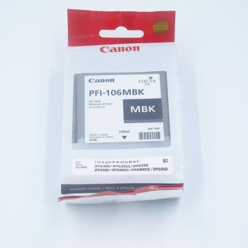 Cartouche d'encre traceur CANON IPF6300/6350/6400/6450 - Noir mat - 130ml - PFI-106MBK