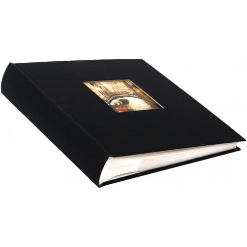 GOLDBUCH - Album photo pochettes avec mémo BELLA VISTA - 100 pages blanches - 200 photos - Couverture Noire 23x23cm + fenêtre