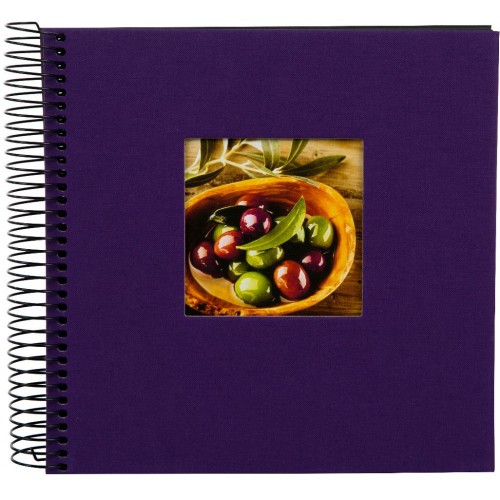 série BELLA VISTA Tradionnel en Lin - 21x20cm 40 pages noires - Couverture personnalisable (Aubergine)