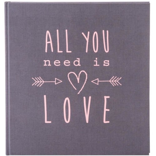 GOLDBUCH - Album photo traditionnel ALL YOU NEED IS LOVE  - 60 pages blanches - 200 photos - Couverture Grise 30x31cm