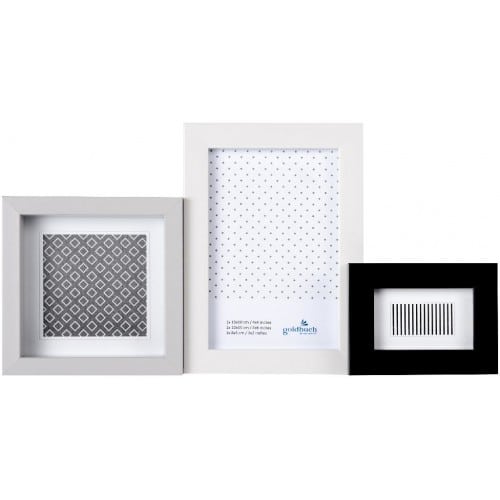 Fresh Black & White - Multivues plastique pour 3 photos - 8x5cm + 10x10cm + 10x15cm