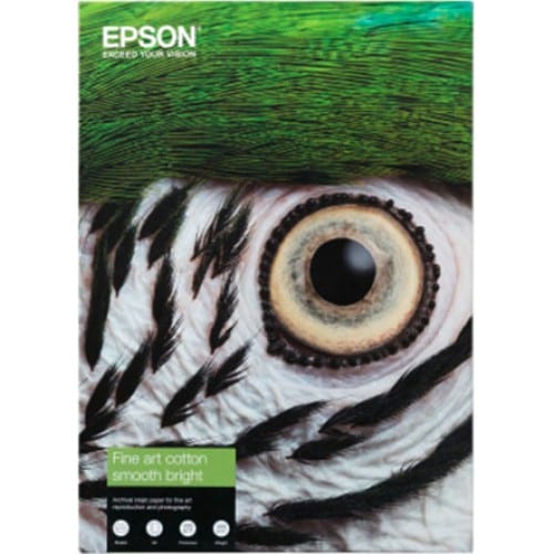 EPSON - Papier jet d'encre Fine Art Cotton Smooth Bright mat 300g - A2 (42x59,4cm) - 25 feuilles
