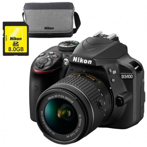 NIKON - Appareil reflex numérique D3400 boitier + optique AF-P DX 18-55mm VR - rafale 5 img./s - écran 7,5cm -