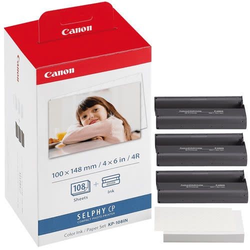 CANON - Consommable thermique KP-108IN - Kit Papier + encre pour SELPHY CP-800 / CP-810 / CP-910 / CP-1000 / CP-1200 / CP-1300 - 10x15cm - 108 Feuilles