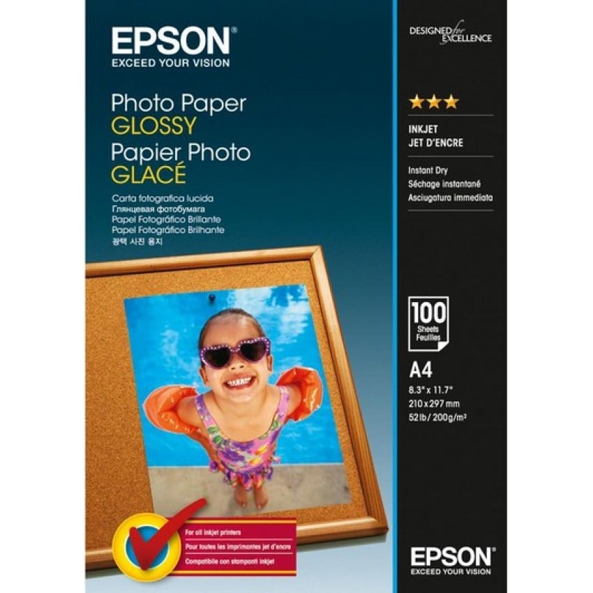 Papier jet d'encre EPSON glacé 200g - A4 - 100 feuilles