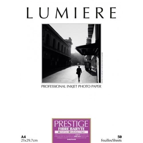 LUMIERE - Papier jet d'encre PRESTIGE fibre baryté satiné 310g - A2 (42x59,4cm) - 25 feuilles