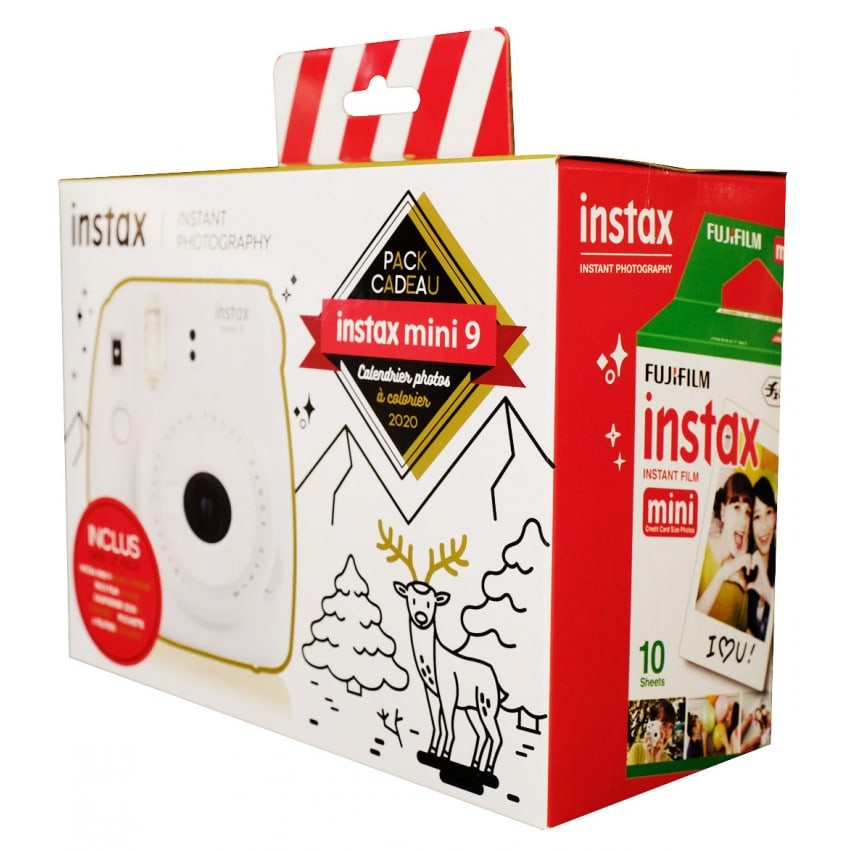- "Pack Cadeau Calendrier 2020" + Instax Mini 9 Blanc cendré + 1 pack mini (10v) + 4 feutres couleur + 1 calendrier à colorier