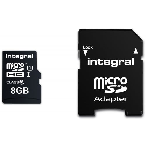INTEGRAL - Carte mémoire SD micro SDHC UltimaPro Classe 10 (90 Mo/) 8GB (+ adaptateur SD)