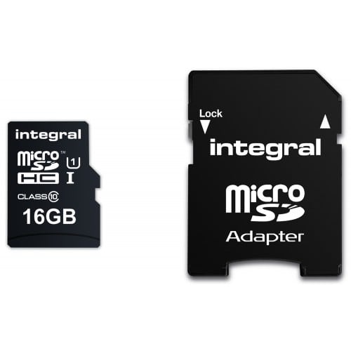 INTEGRAL - Carte mémoire SD micro SDHC UltimaPro Classe 10 (90 Mo/s) 16GB (+ adaptateur SD)