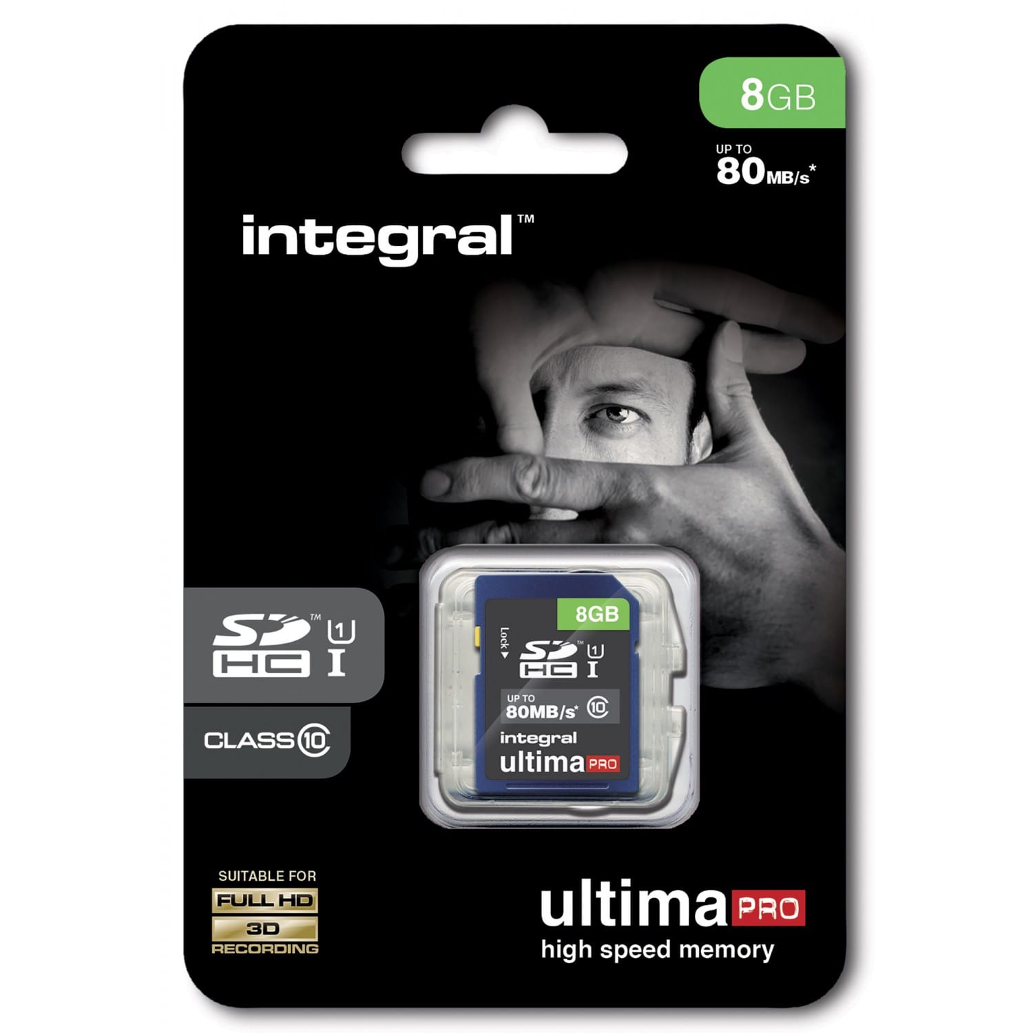 Carte mémoire SD INTEGRAL HC Classe 10 - 8GB Ultima Pro Full HD (80MB/s)