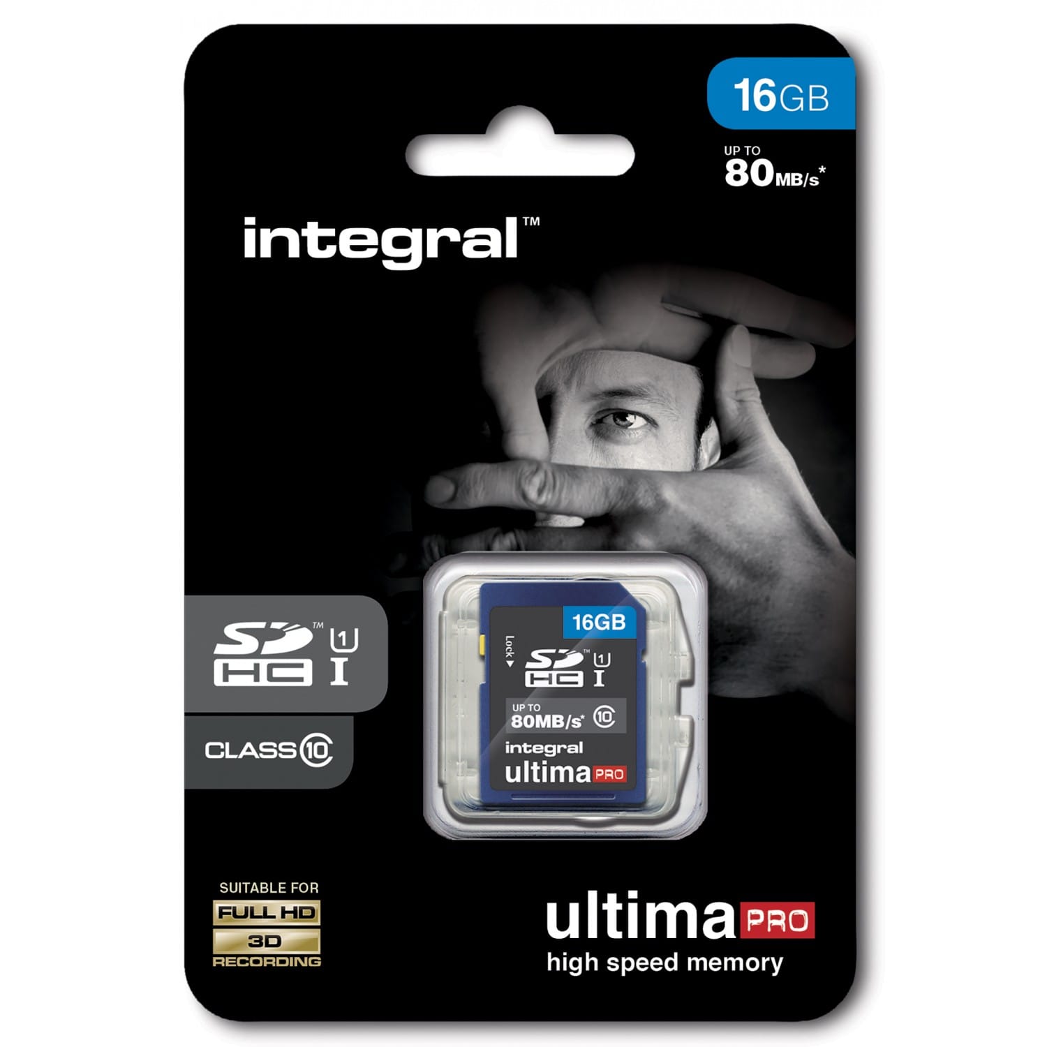 Carte mémoire SD INTEGRAL HC Classe 10 - 16GB Ultima Pro Full HD (80MB/s)