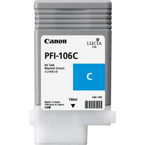 CANON - Cartouche d'encre traceur IPF6300/6350/6400/6450 - Cyan - 130ml - PFI-106C