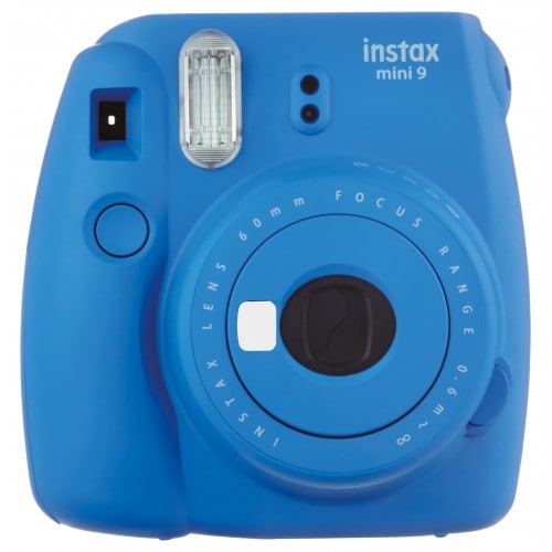 FUJI - Appareil photo instantané Instax Mini 9 - Format photo 62x46mm - Livré avec 2 piles LR6 et dragonne - Dim. (L)116x(H)118.3x(P)68.2mm - Bleu Cobalt