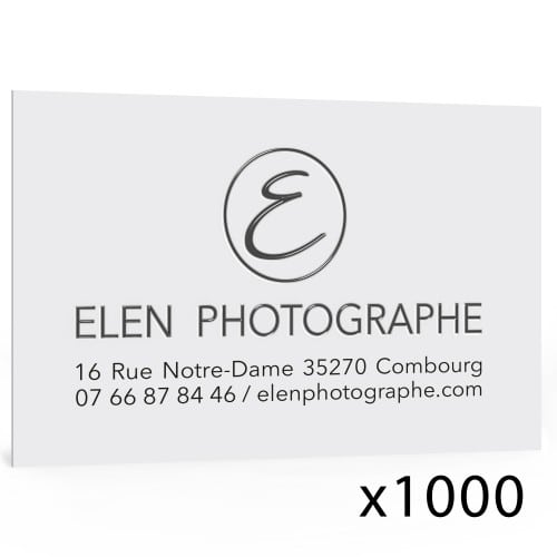 Cartes de visite 350g satiné - 85x55mm - Impression recto quadri - Vernis sélectif - Pelliculage soft touch - Lot de 1000