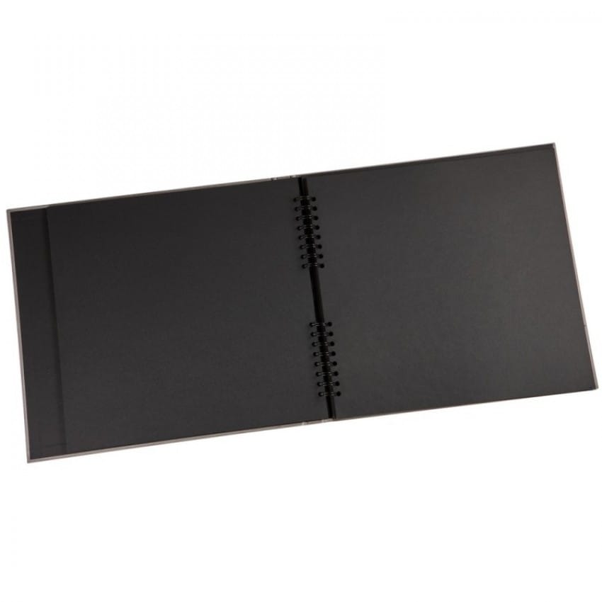 Album Photo Noir Pages Noires 30 Feuilles - Spirale Scrapbooking 21.5x15 Cm Élégant Et Compact