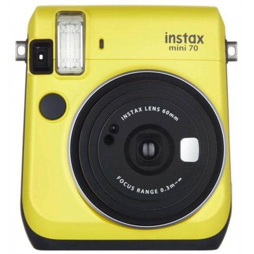 FUJI - Appareil photo instantané Instax Mini 70 - Format photo 62x46mm - Livré avec 2 piles lithium CR2 - Dim. (L)99,2x(H)113,7x(P)53.2mm - Jaune