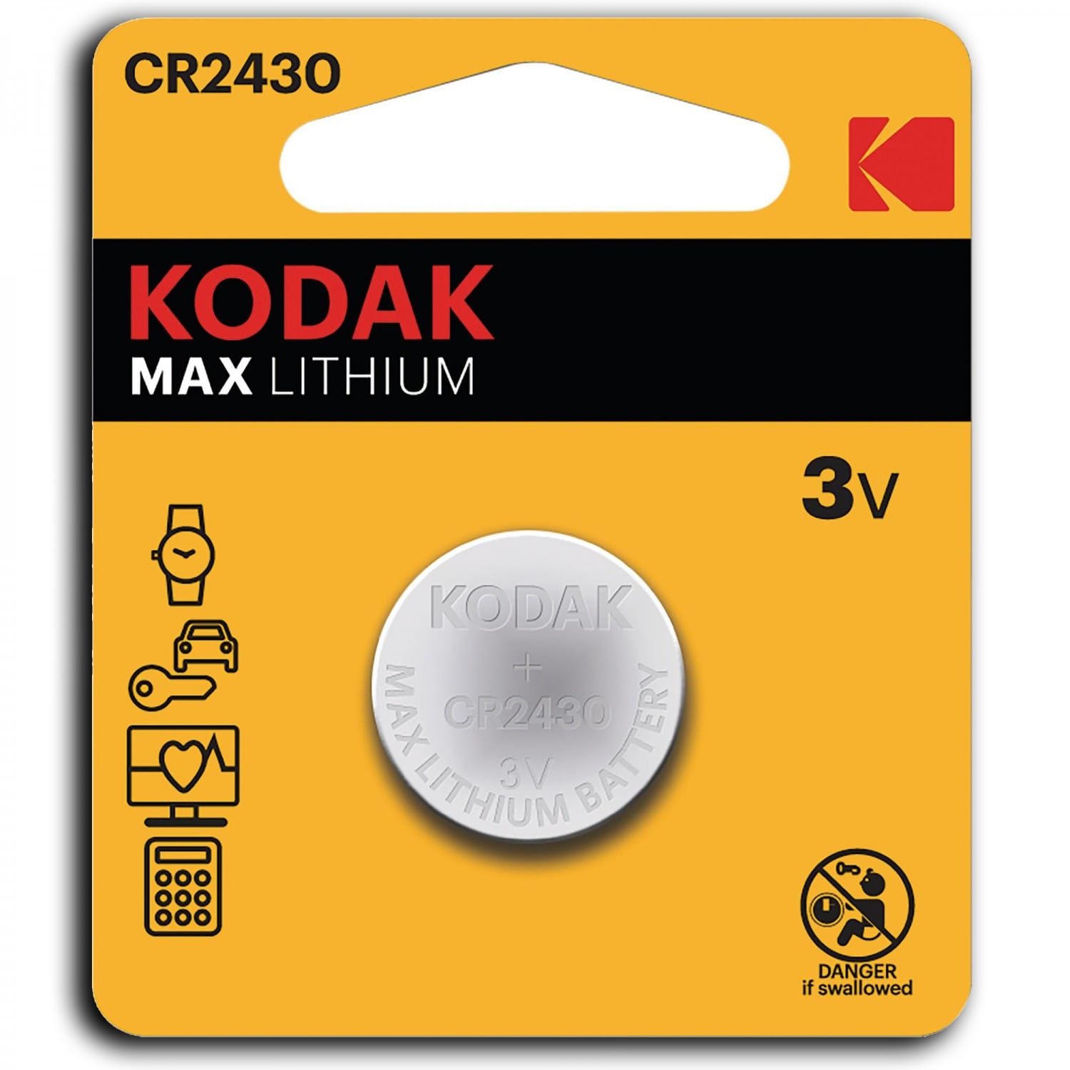 Pile lithium CR2430 3V KODAK Blister d'1 pile