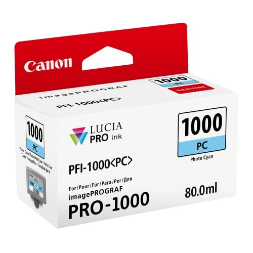 CANON - Cartouche d'encre traceur PFI-1000PC photo cyan pour Prograf Pro-1000 (80ml)