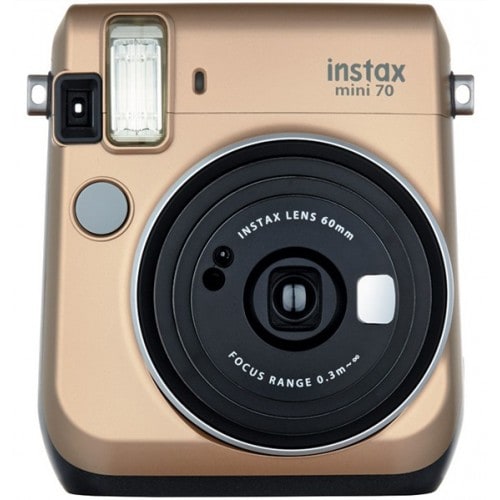 FUJI - Appareil photo instantané Instax Mini 70 - Format photo 62x46mm - Livré avec 2 piles lithium CR2 - Dim. (L)99,2x(H)113,7x(P)53.2mm - Gold