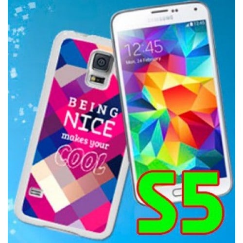 Coque smartphone 2D Samsung Galaxy S5 rigide blanche avec feuille aluminium