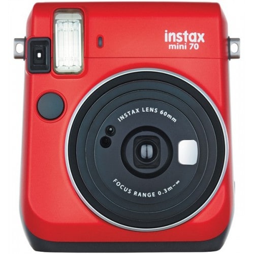 FUJI - Appareil photo instantané Instax Mini 70 - Format photo 62x46mm - Livré avec 2 piles lithium CR2 - Dim. (L)99,2x(H)113,7x(P)53.2mm - Rouge