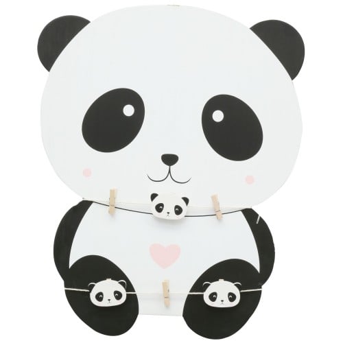 DEKNUDT - Cadre photo pêle-mêle panneau bois panda - avec 2 fils + 6 pinces - à l'unité