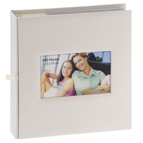 pochettes avec mémo ERICA SQUARE - 100 pages blanches - 200 photos - Couverture Beige 23,5x25cm