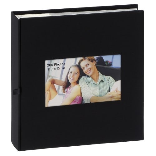 ERICA - Album photo pochettes avec mémo SQUARE - 100 pages blanches - 200 photos - Couverture Noire 23,5x25cm + fenêtre