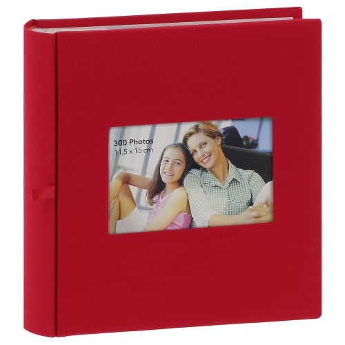 ERICA - Album photo pochettes avec mémo SQUARE - 150 pages blanches - 300 photos - Couverture Rouge 23,5x25cm + fenêtre