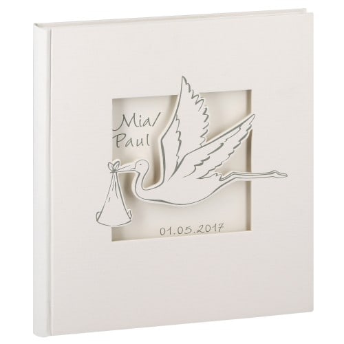 Naissance personnalisable série ''Cigogne'' traditionnel 184 photos 10x15 ou 88 photos 13x18 - Couverture rigide