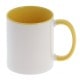 Mug céramique MB TECH 330ml (11oz) - Blanc/poignée et intérieur jaune - Certifié contact alimentaire - Diam. ext. 82mm/Haut. 96m