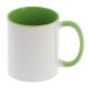 Mug céramique MB TECH 330ml (11oz) - Blanc/poignée et intérieur vert - Certifié contact alimentaire - Diam. ext. 82mm/Haut. 96mm