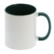 Mug céramique MB TECH 330ml (11oz) - Blanc/poignée et intérieur vert foncé - Certifié contact alimentaire - Diam. ext. 82mm/Haut