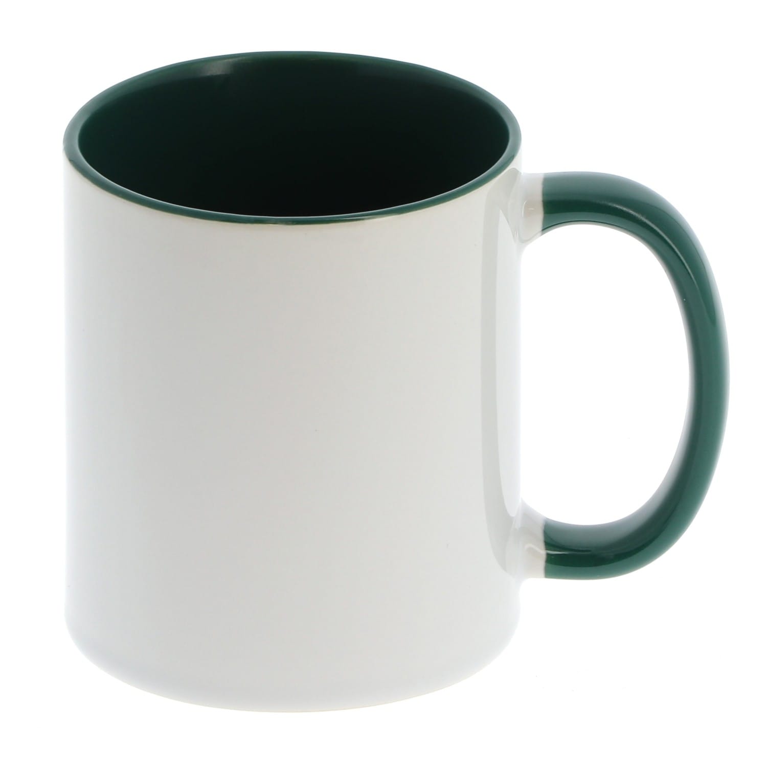 Mug céramique 330ml (11oz) Blanc/poignée et intérieur vert foncé - Qualité  AAA - Diamètre 82mm