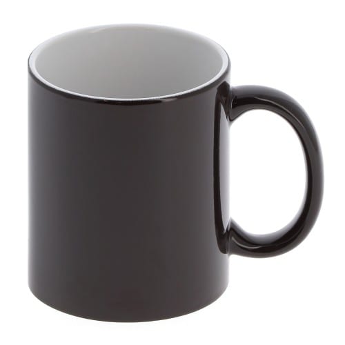 Mug céramique magique 330ml (11oz) Noir brillant - Qualité AAA - Diamètre 82mm - Vendu par 12