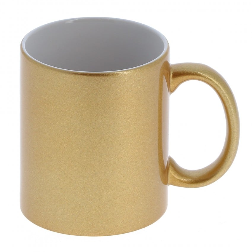 Mug céramique MB TECH céramique 330ml (11oz) - Or et intérieur blanc - Certifié contact alimentaire - Diam. ext. 82mm/Haut. 96mm