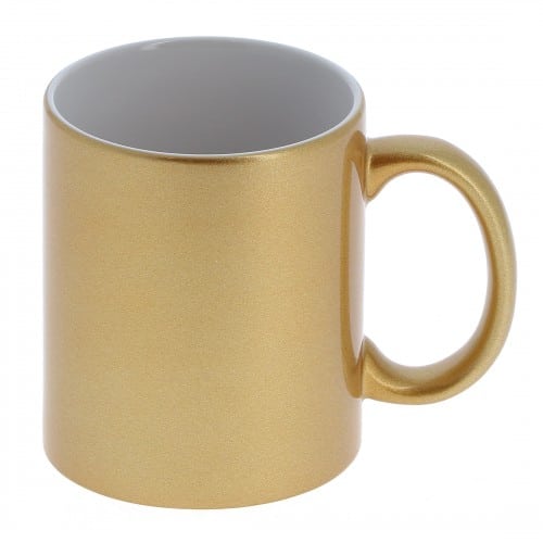 Mug céramique 330ml (11oz) Or et intérieur blanc - Qualité AAA - Diamètre 82mm - Vendu par 12