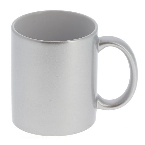 Mug céramique 330ml (11oz) Argent et intérieur blanc - Qualité AAA - Diamètre 82mm - Vendu par 12