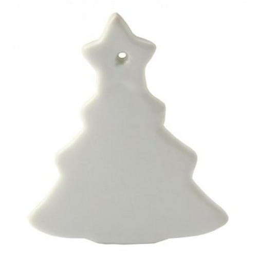 Décoration de Noël Forme "Sapin" en céramique blanche - Dim. 78x65mm