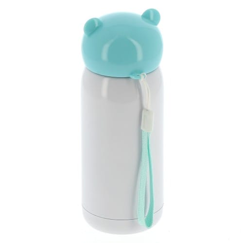 Gourde isotherme enfant 320ml (11oz) Blanc bouchon bleu - Diamètre 67mm - Livrée avec dragonne