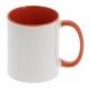 Mug céramique MB TECH 330ml (11oz) - Blanc/poignée et intérieur orange - Certifié contact alimentaire - Diam. ext. 82mm/Haut. 96