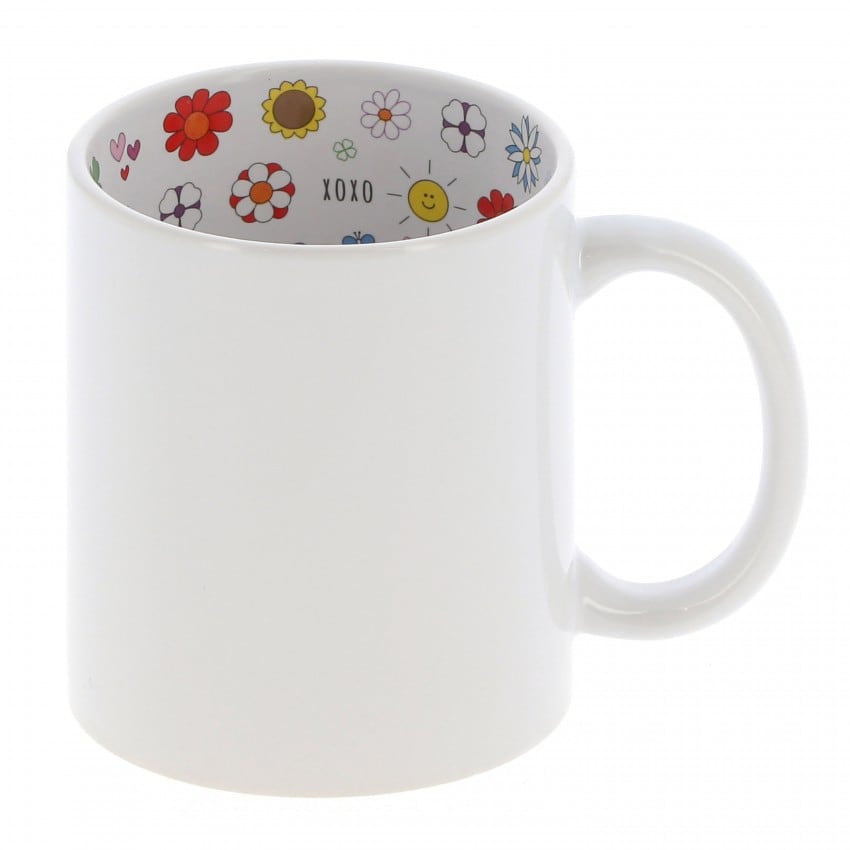 Mug céramique TECHNOTAPE 330ml (11oz) Blanc - Intérieur "I love Mom" - Adapté lave-vaisselle/micro-ondes - Certifié contact alim