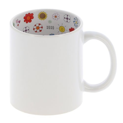 Mug céramique 330ml (11oz) Blanc - Intérieur "I love Mom" - Qualité AAA - Diamètre 82mm - Vendu par 12