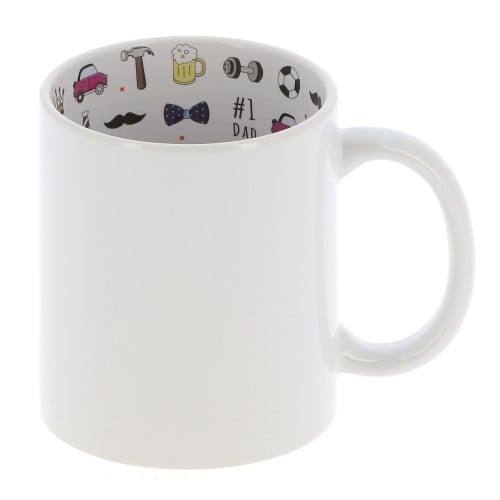 Mug céramique TECHNOTAPE 330ml (11oz) Blanc - Intérieur "I love Dad" - Adapté lave-vaisselle/micro-ondes - Certifié contact alim