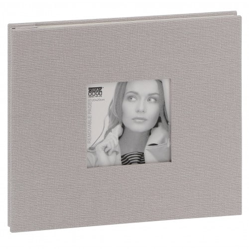 DEKNUDT - Album photo traditionnel - 20 feuilles amovibles - 40 pages blanches - 80 photos - Couverture Grise 24,5x21,5cm + fenêtre