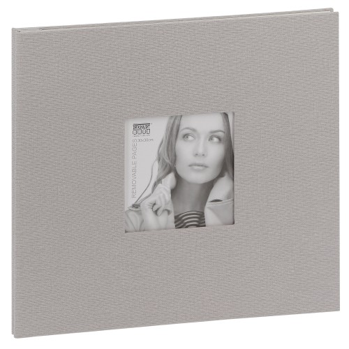 traditionnel - 20 pages blanches amovibles - Couverture Tissu gris 35x31,5cm + fenêtre