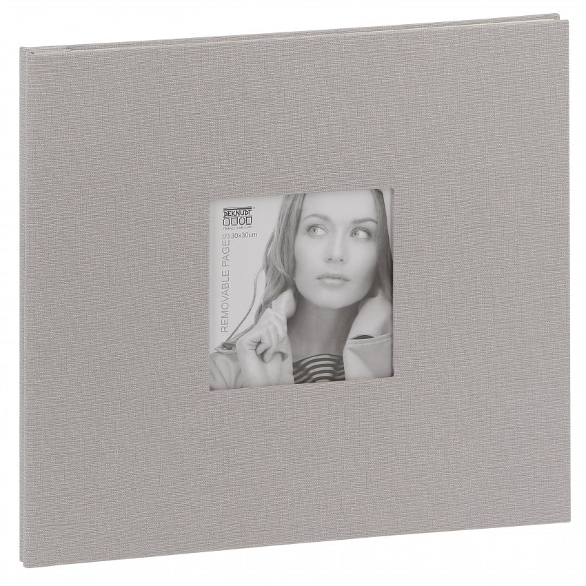 traditionnel - 20 pages blanches amovibles - Couverture Tissu gris 35x31,5cm + fenêtre