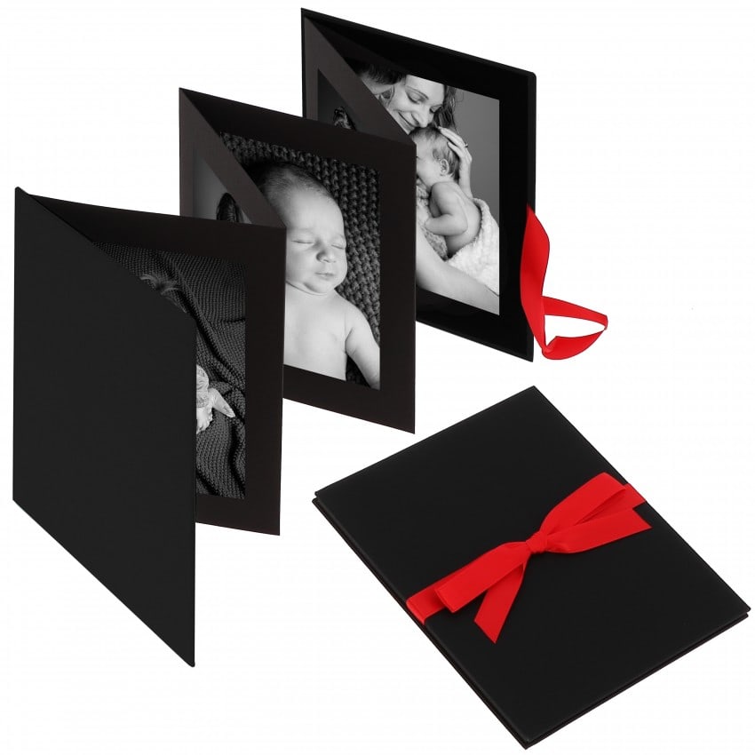 Accordéon "Leporello" série BELLA VISTA en Lin - 15,5x19cm pour 10 photos 13x18cm ou 10x15cm (Noir)